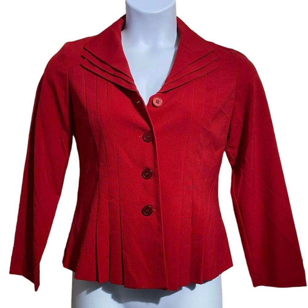 Danny & Nicole Red‎ vintage pleated 4 button blazer - WOMEN'S 6P